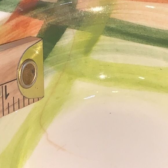 Hand-Painted Ceramic Dinnerware Set With Abstract Plaid Design Includes Plate - Picture 7 of 7